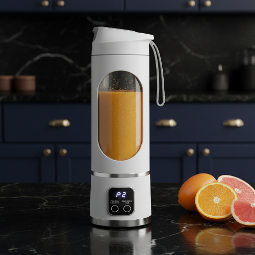 blender smoothie blanc à l'orange et pamplemousse dans cuisine chic